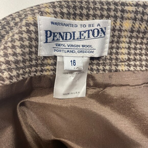 Pendleton Wool Mini Skirt in Brown Plaid, Size 16 - Picture 3 of 8